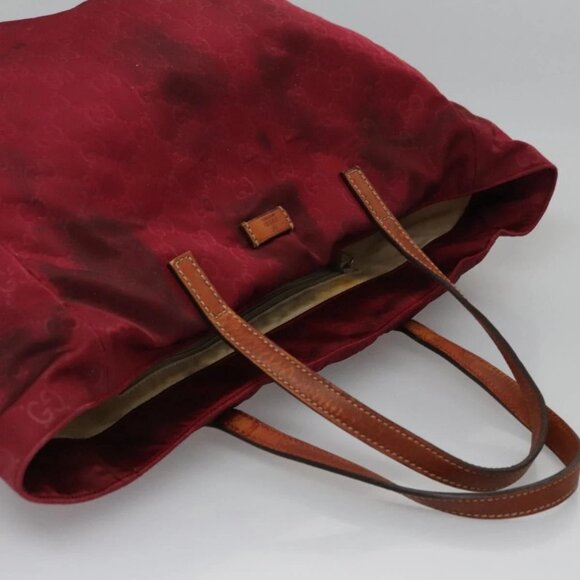 GUCCI GG Canvas Tote Bag Nylon Red 282439 Auth 114411 - Picture 8 of 16